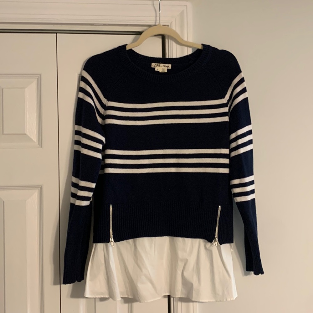 Anthropologie Lilis Closet layered sweater. Navy and cream. Size M.